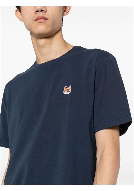 T-shirt con stampa Fox in blu - uomo MAISON KITSUNÉ | LM00104KJ0008P476